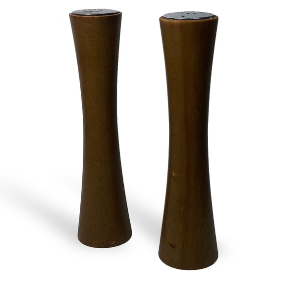Mid-Century Danish Modern Wood Salt Pepper Shakers Vintage MCM Retro Set - Picture 1 of 5